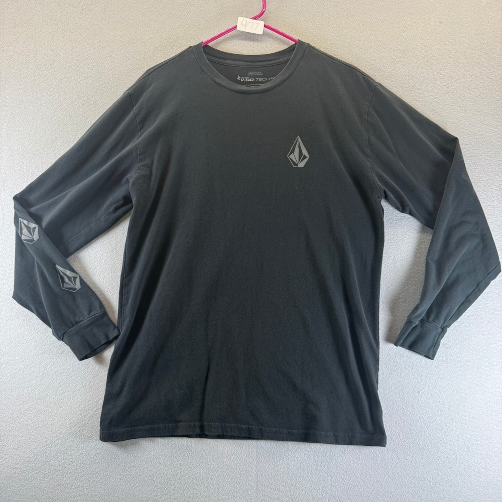 Volcom V.CO-TECH Long Sleeve T-Shirt‎ Mens Large Black Modern Fit Skate Logo Tee